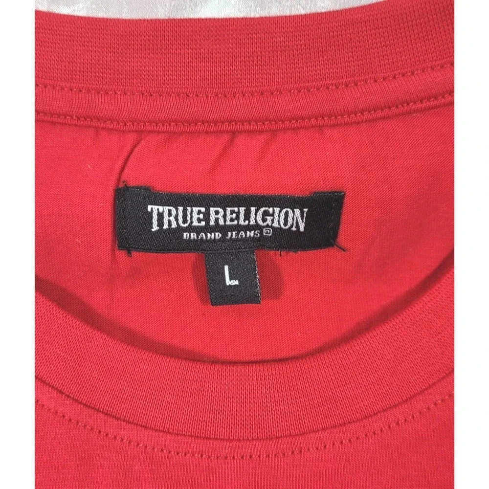 True Religion Brand Jeans World Tour Buddha Short Sleeve T-Shirt - Red - Large
